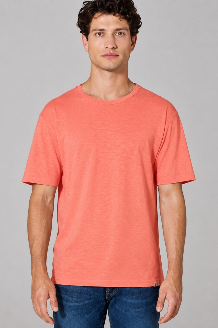 HempAge Herren vegan T-Shirt Aus Slub Jersey In Pfirsich