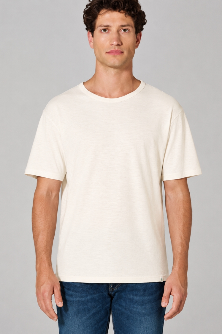 HempAge Herren vegan T-Shirt Aus Slub Jersey Cremefarben