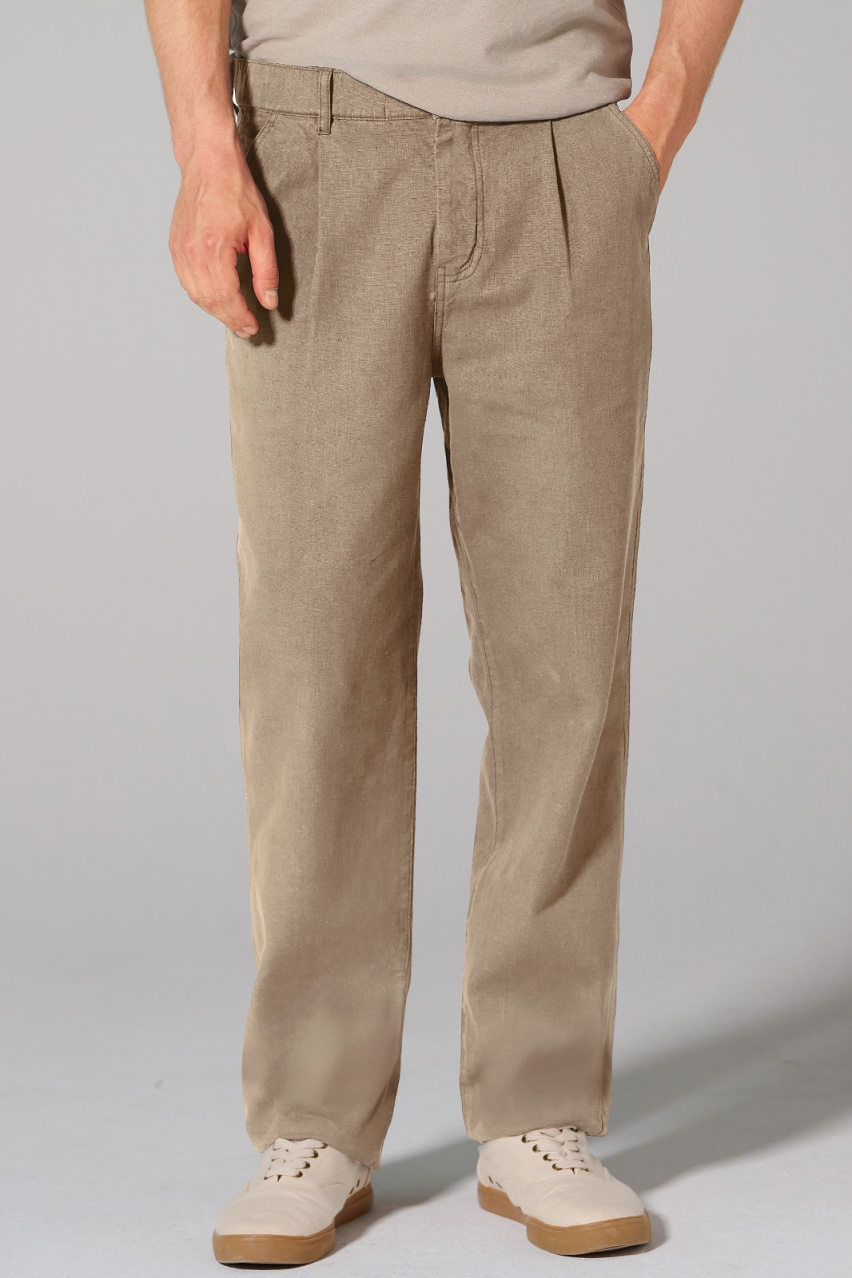 Hempage Herren vegan Plisseehose Shitake Beige