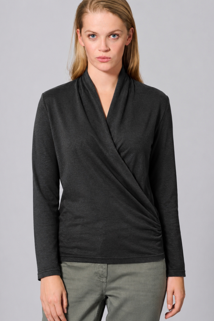 HempAge Damen vegan Lang&Atilde;&curren;rmliges Oberteil Schick Schwarz