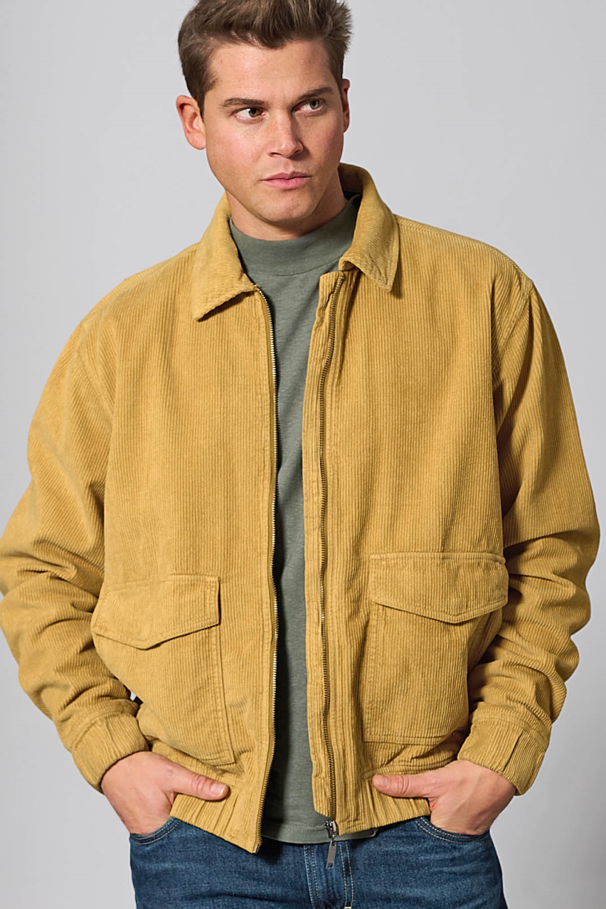 Hempage Herren vegan Cordjacke Casual Cord Dijon Gelb