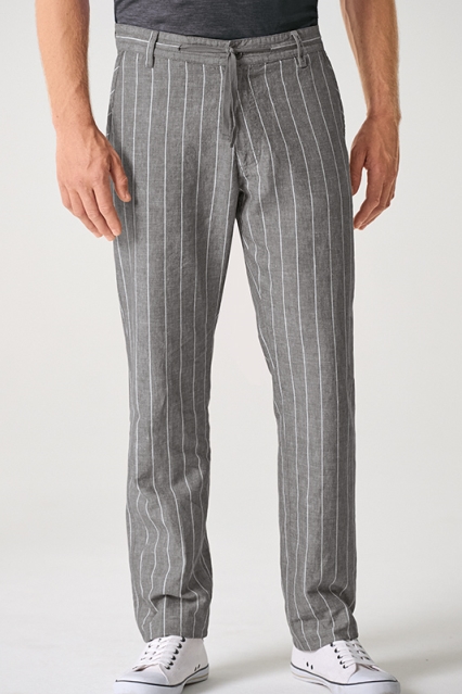 Hempage men vegan Trousers Striped Asphalt Grey