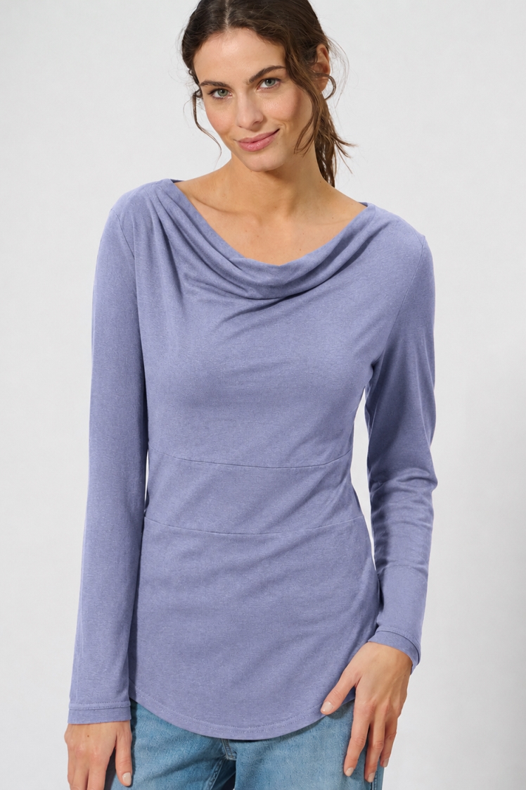 HempAge Damen vegan Top Mit Langen &Atilde;&bdquo;rmeln In Lavendel