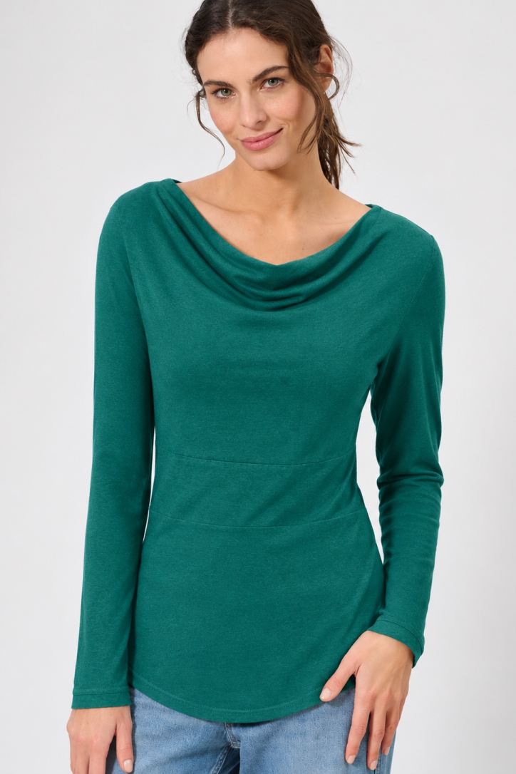 HempAge Damen vegan Langarm Top In Dschungelgr&Atilde;&frac14;n