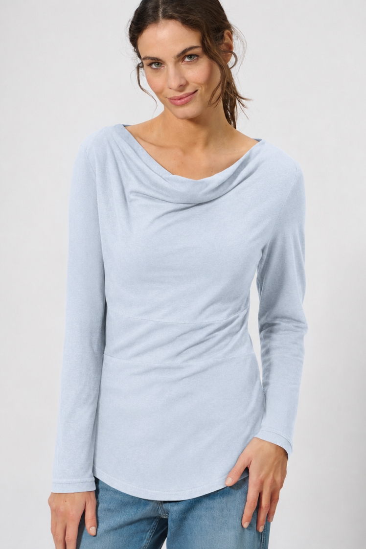 HempAge Damen vegan Top Mit Langen &Atilde;&bdquo;rmeln Clearsky Blau