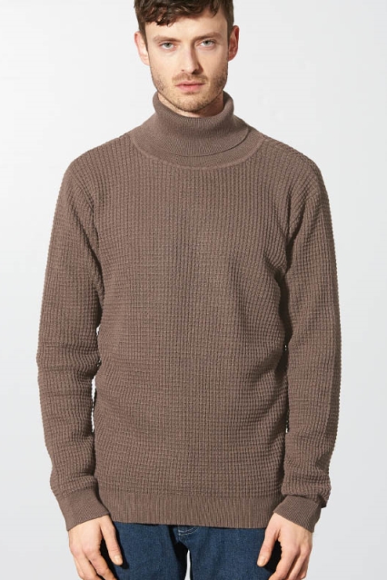 HempAge Herren vegan Rollkragenpullover Kiesbraun