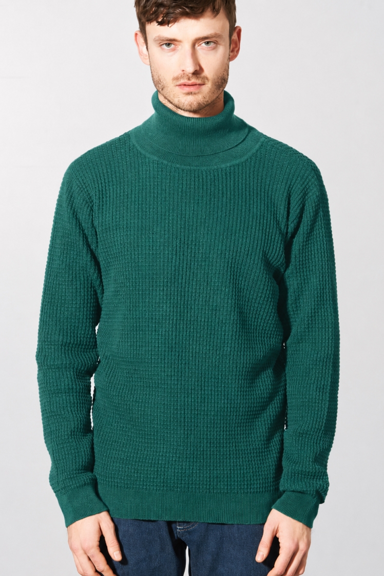 HempAge Herren vegan Rollkragenpullover Fichtengr&Atilde;&frac14;n