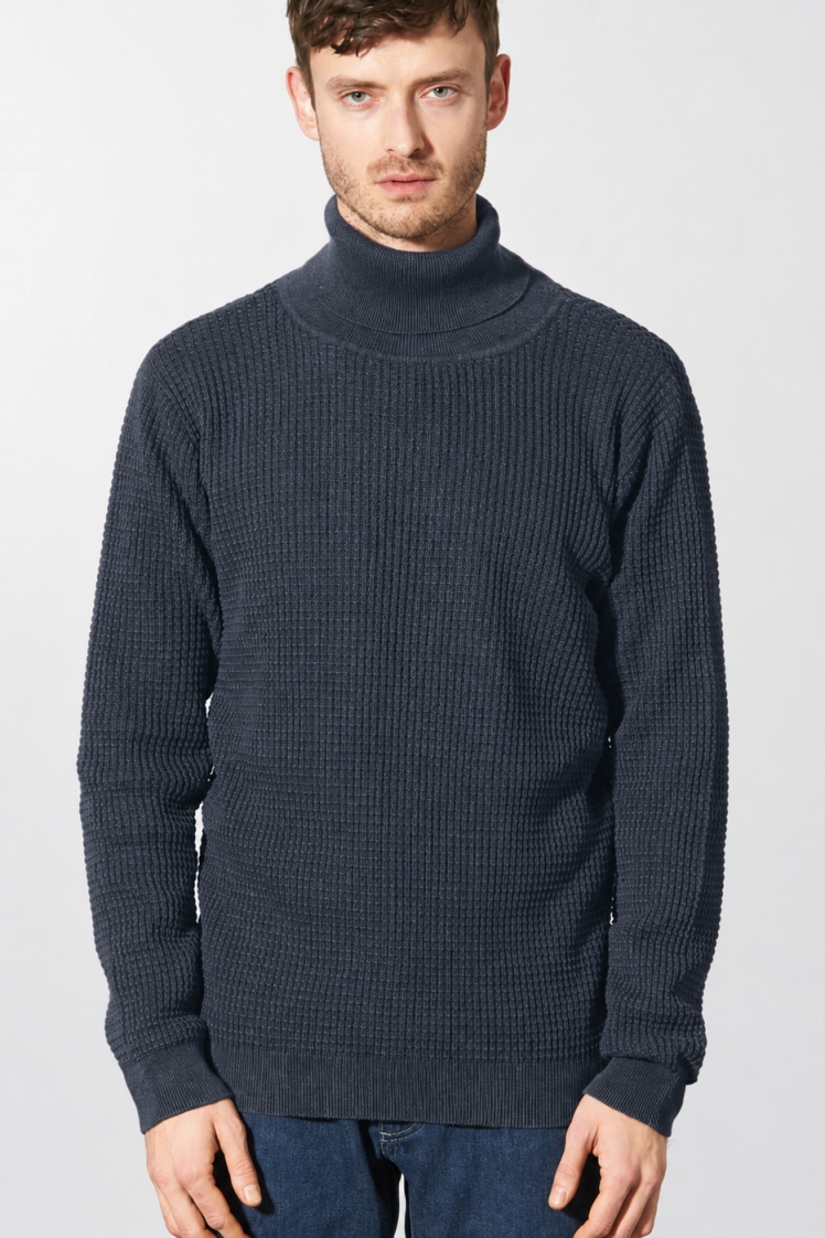 HempAge Herren vegan Rollkragenpullover Dunkelgrau
