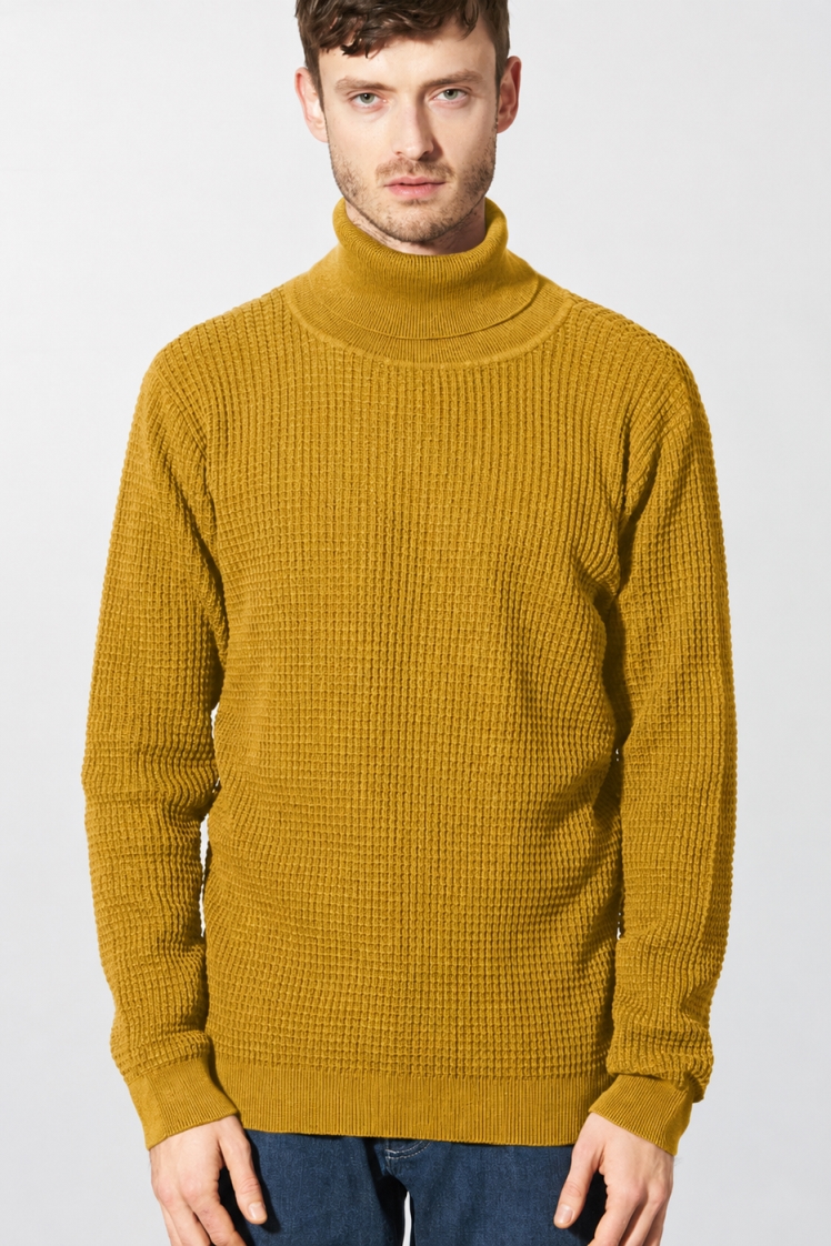 HempAge Herren vegan Rollkragenpullover Erdnussbraun