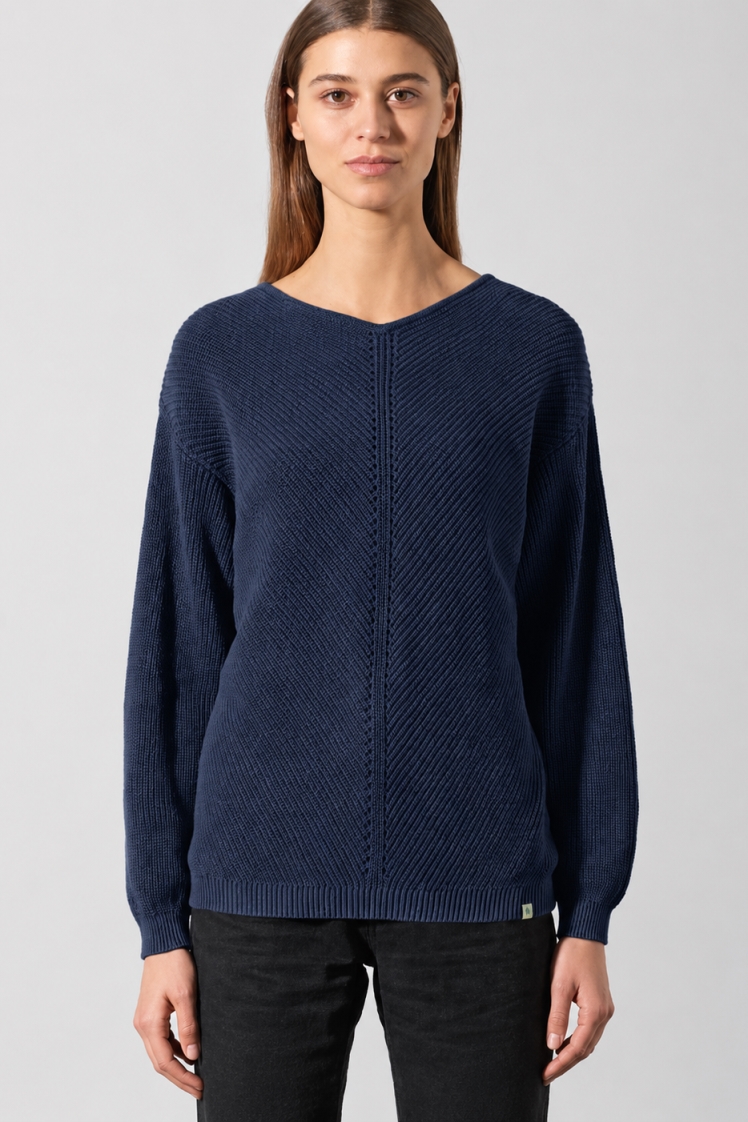 HempAge Damen vegan Pullover Timeless In Marineblau