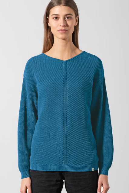 HempAge Damen vegan Pullover Timeless In Meerblau