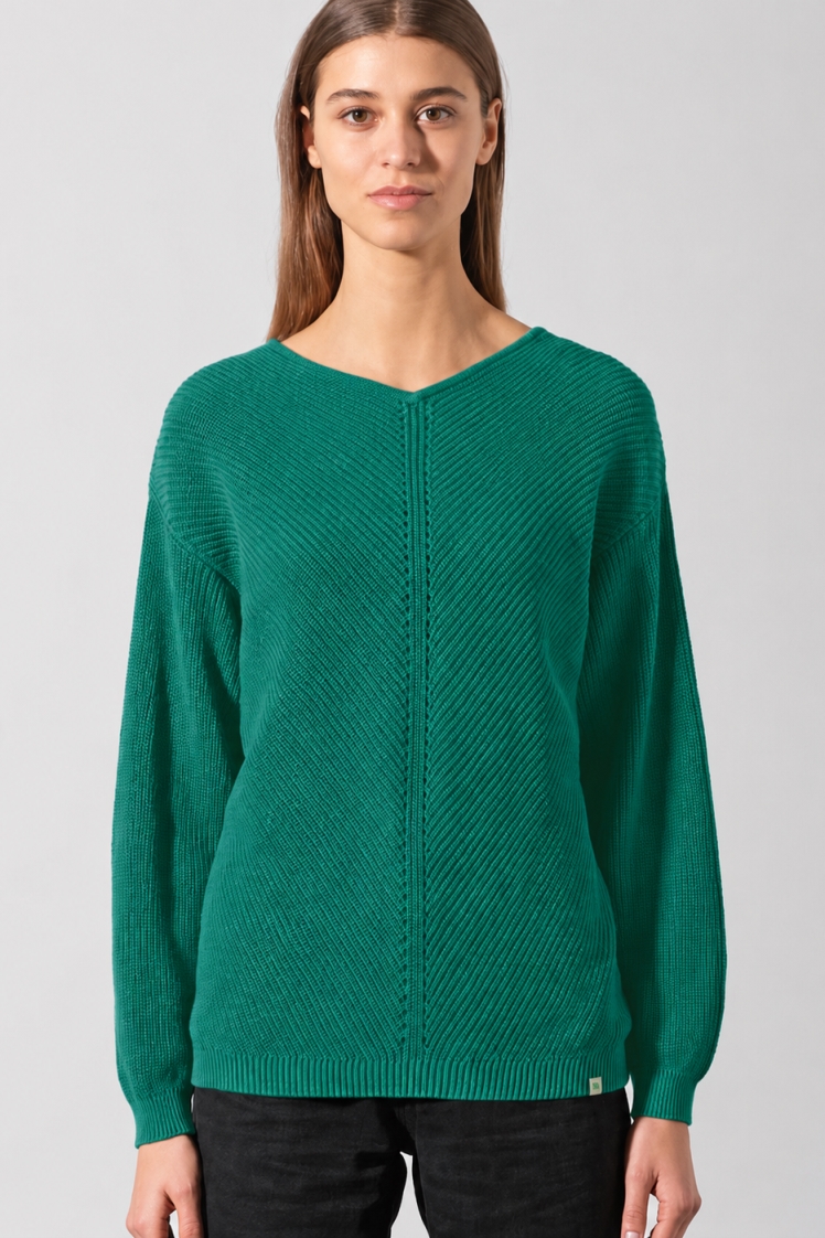 HempAge Damen vegan Pullover Timeless In Dschungelgr&Atilde;&frac14;n