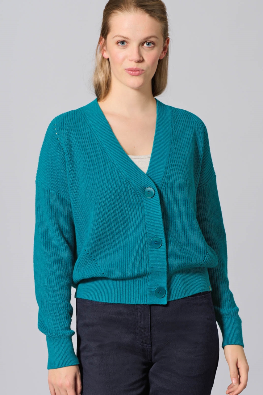 Hempage womens vegan Cardigan Timeless Lagoon Teal