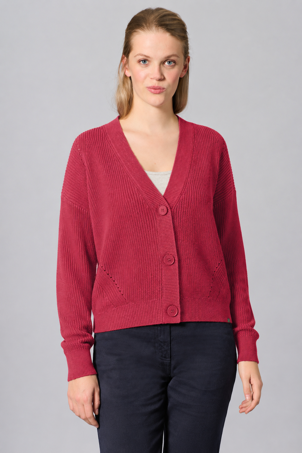 Hempage womens vegan Cardigan Timeless Barolo Red