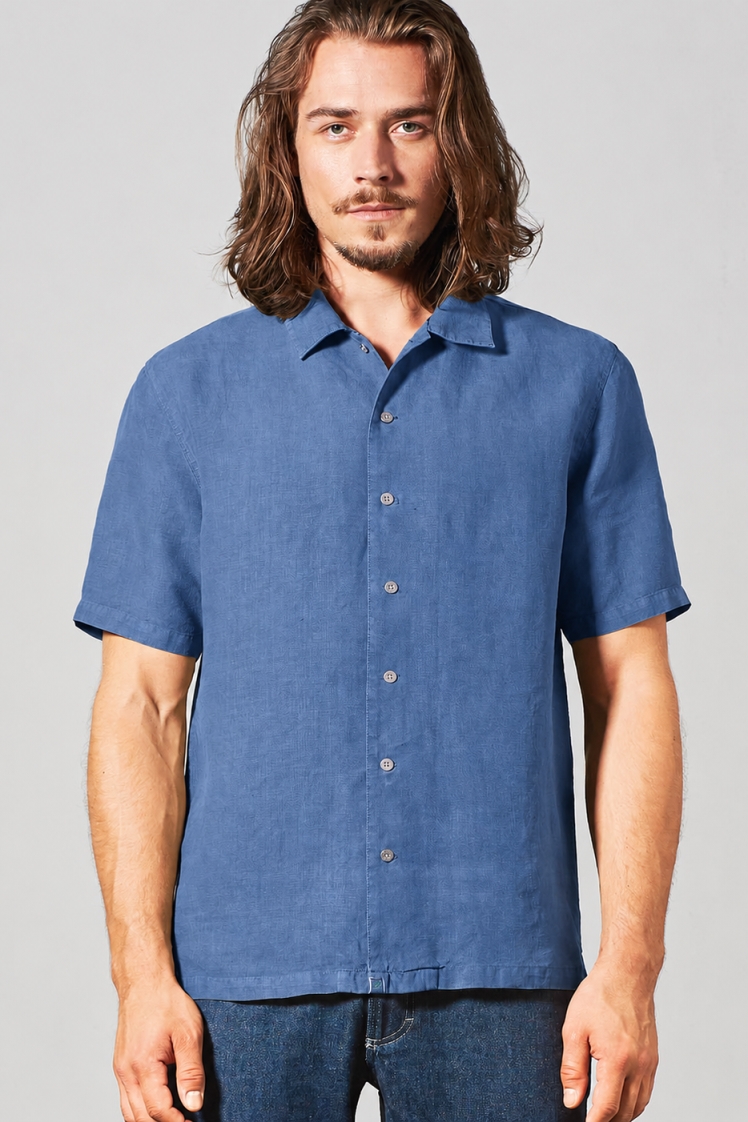 HempAge Herren vegan Kurzarm-Shirt, Freizeit, Blueberry