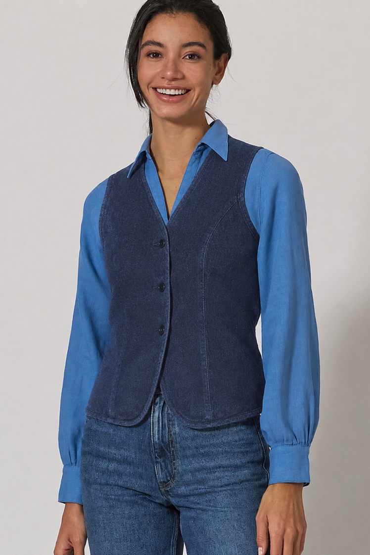 Hempage womens vegan Vest Twill Navy