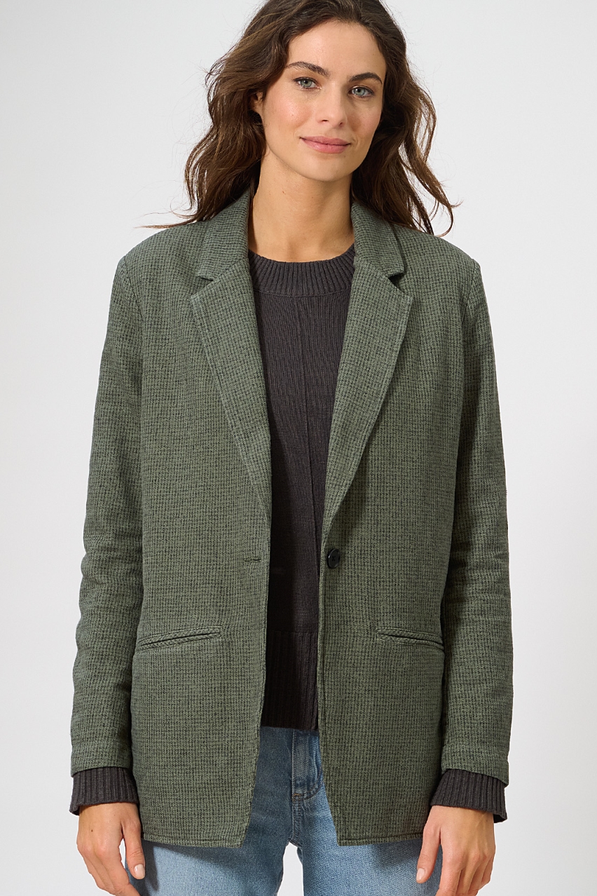 Hempage Damen vegan Blazer Pepita MoosgrÃ¼n