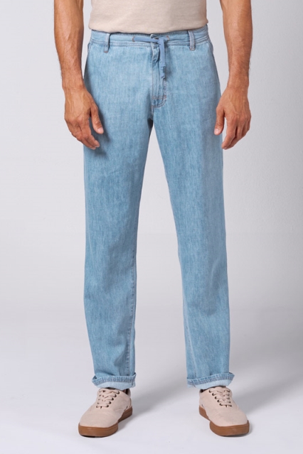HempAge Herren vegan Jeans Mit 5 Taschen Geradem Bein Aquablau