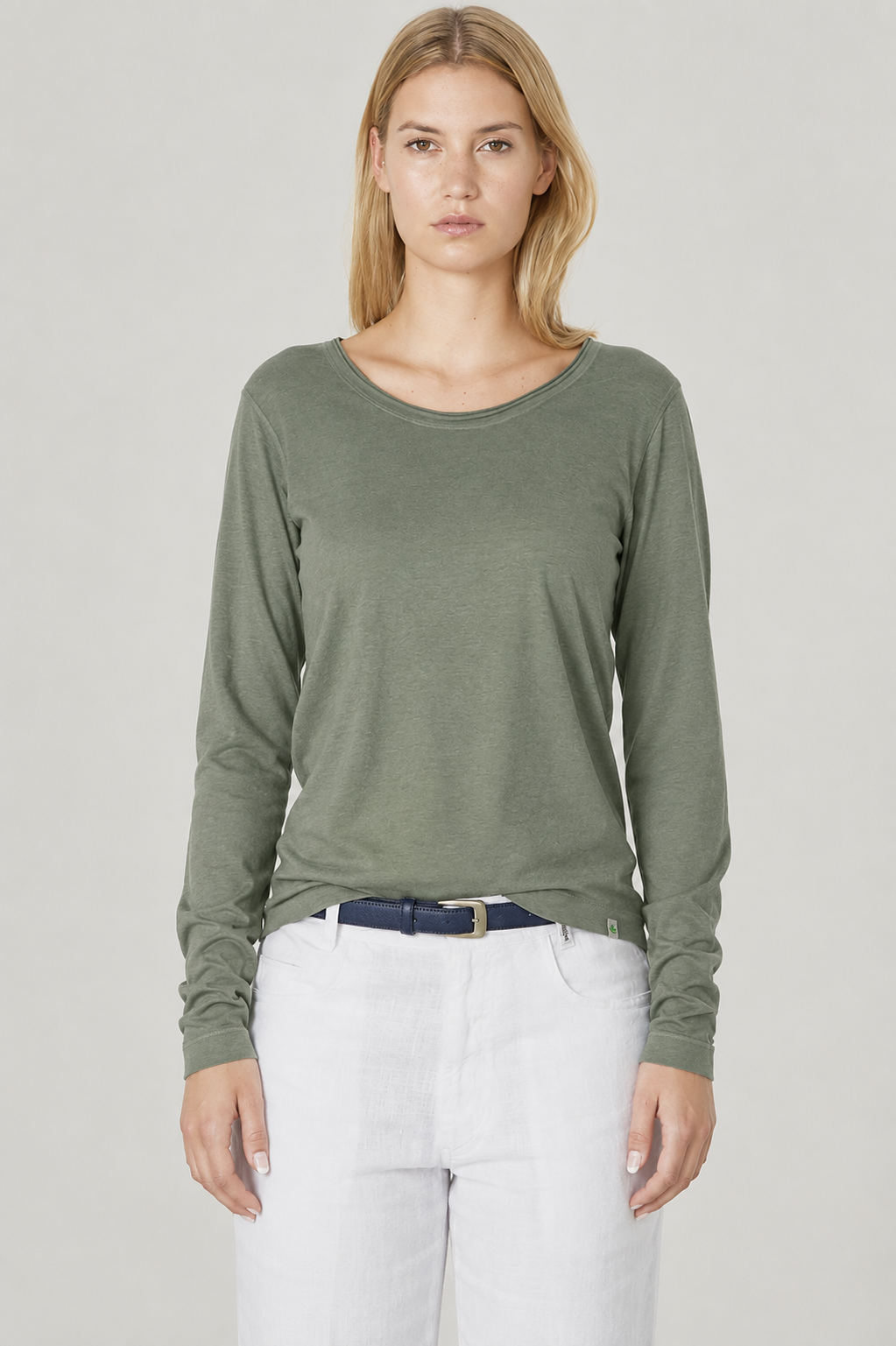 HempAge Damen vegan Langarm T-Shirt Moosgr&Atilde;&frac14;n