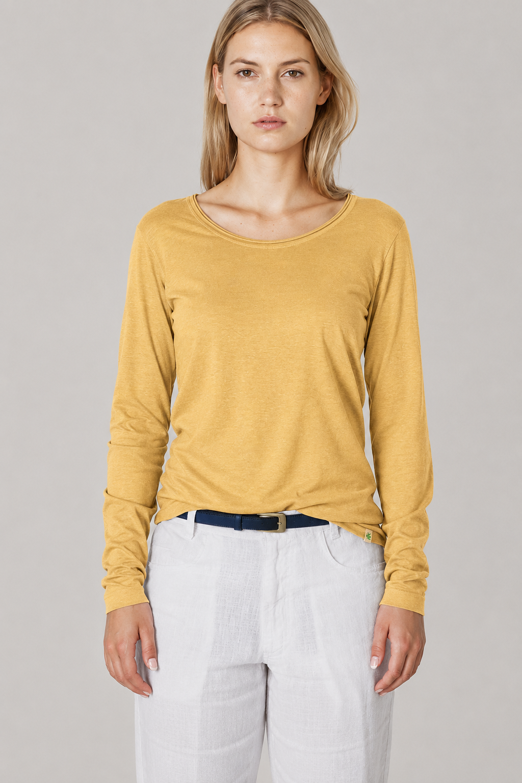 HempAge Damen vegan Langarm-T-Shirt In Dijon Gelb