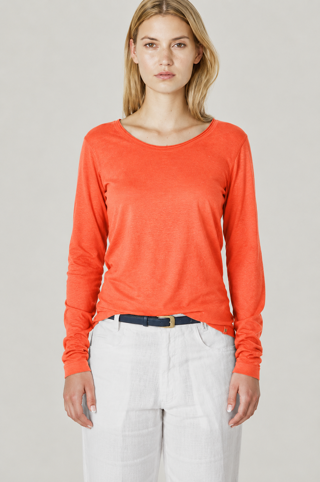 HempAge Damen vegan Langarm T-Shirt Ziegelorange