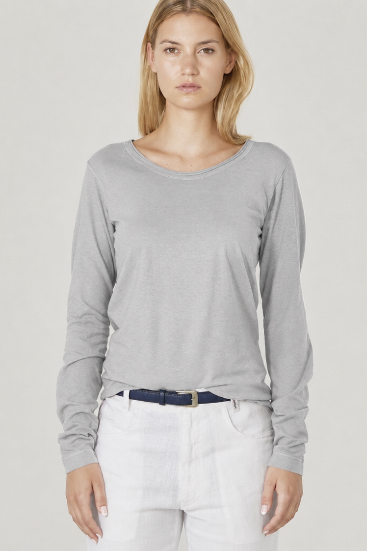 HempAge Damen vegan Langarm T-Shirt Rock Grau