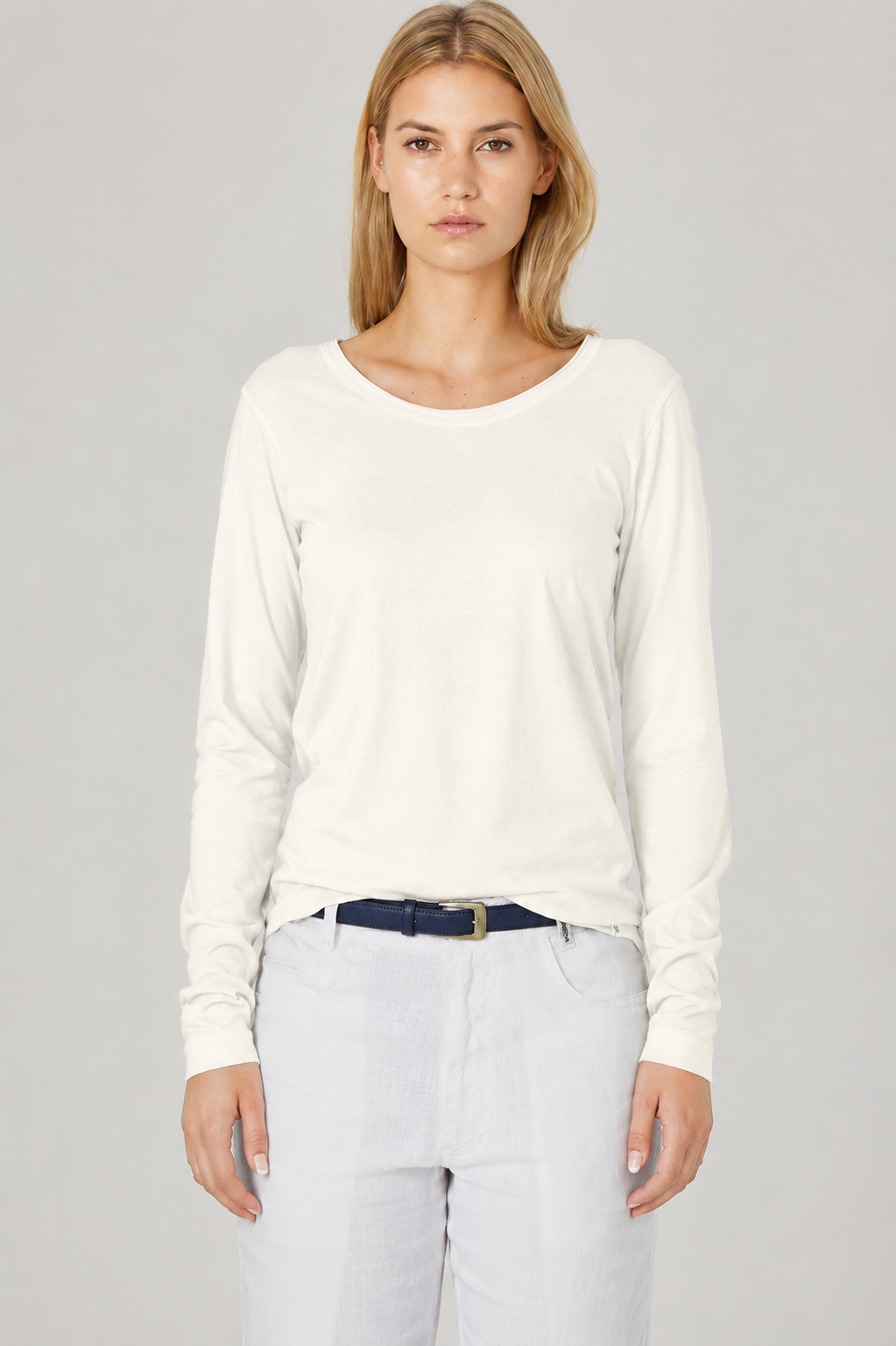 HempAge Damen vegan Lang&Atilde;&curren;rmliges T-Shirt Cremefarben