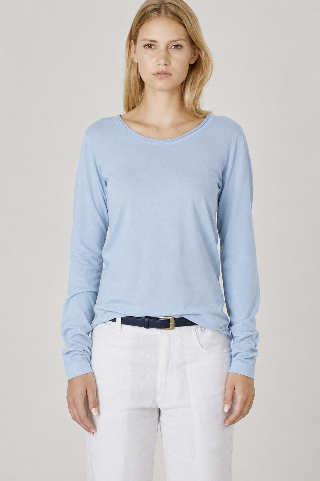 HempAge Damen vegan Langarm-T-Shirt Rauchblau
