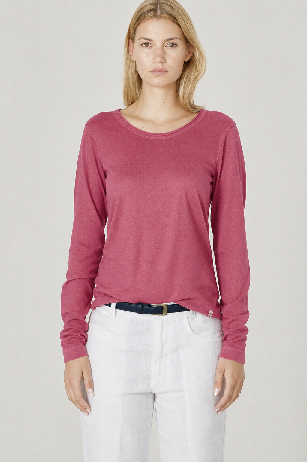HempAge Damen vegan Langarm T-Shirt In Tinto Rot