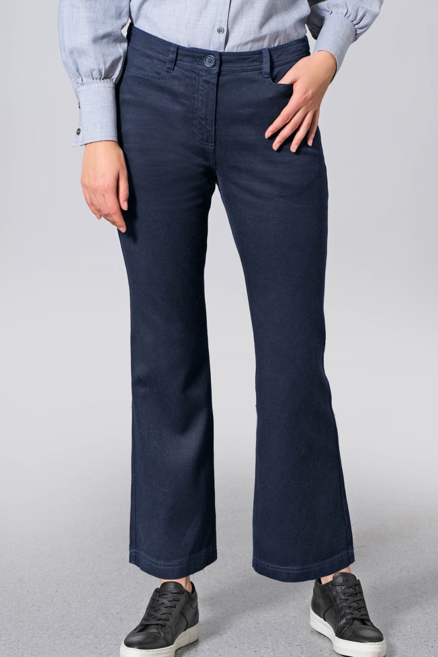 HempAge Damen vegan Hose Modisch Ausgestellt Marineblau