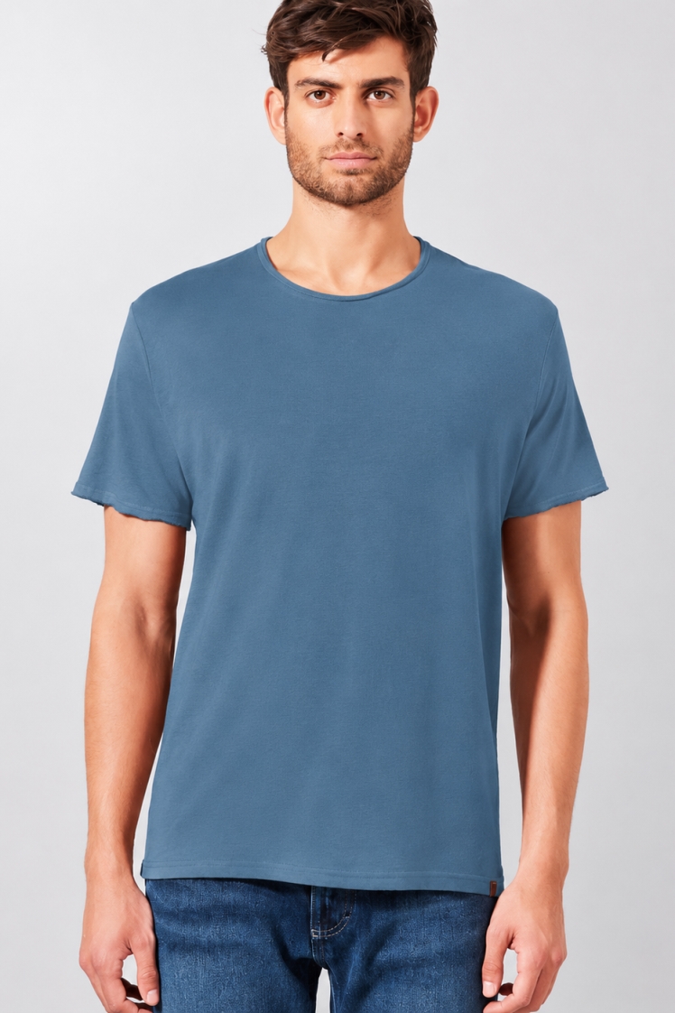 HempAge Herren vegan T-Shirt Timeless Basic In Atlantikblau