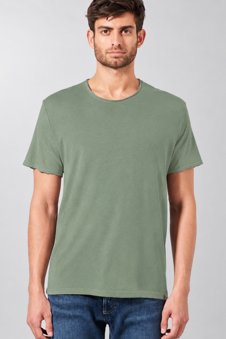 HempAge Herren vegan T-Shirt Timeless Basic In Kaktusgr&Atilde;&frac14;n