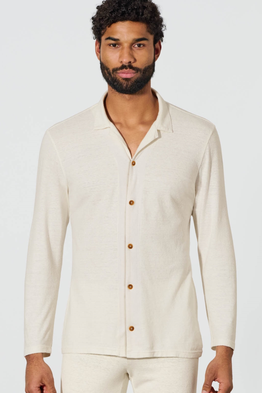 Hempage Herren vegan Pyjama Hemd Naturfarben