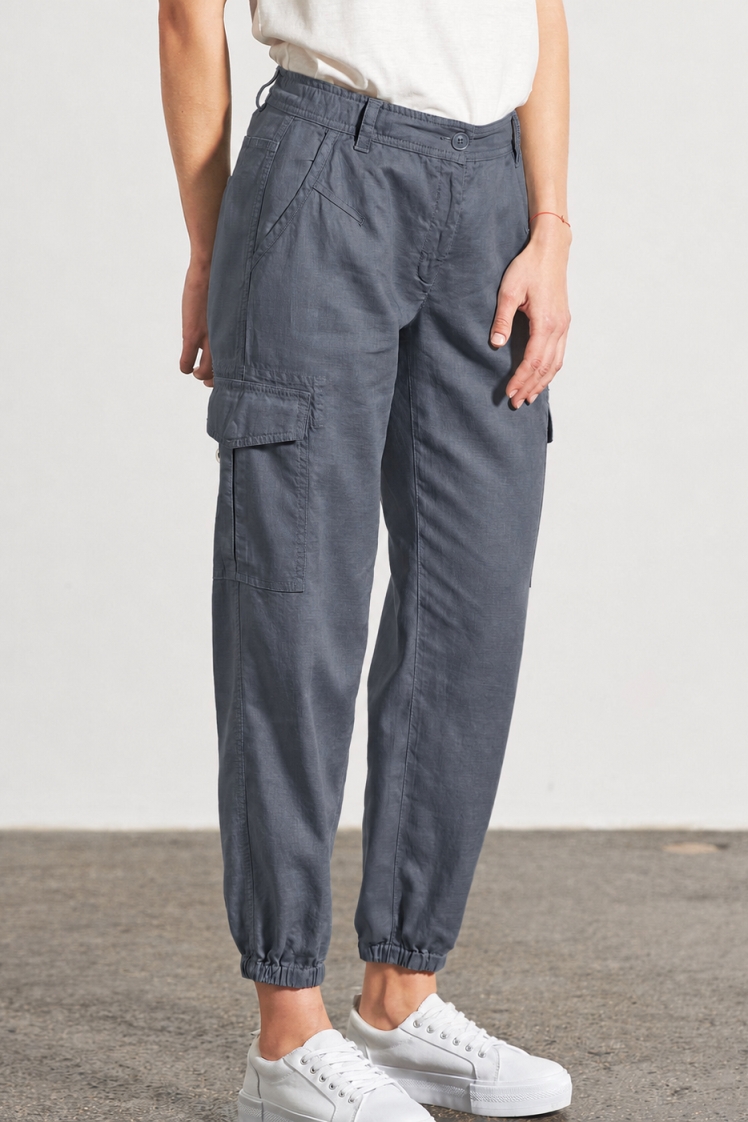 HempAge Damen vegan Sportliche Cargohose Dunkelgrau