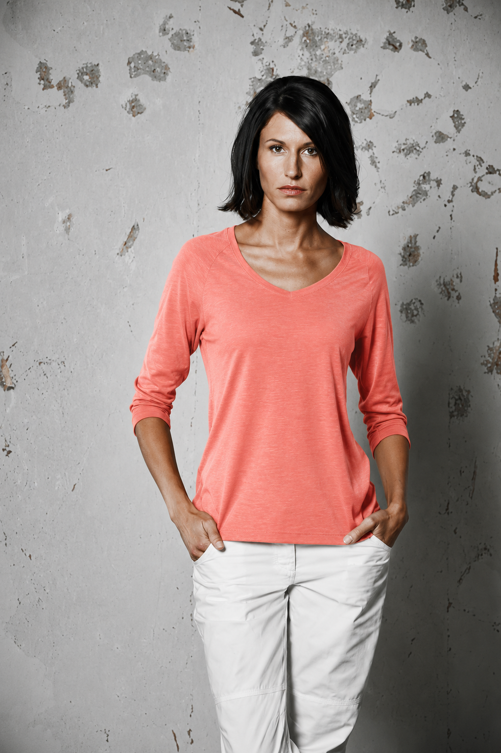 HempAge Damen vegan Raglan Shirt In Pfirsich