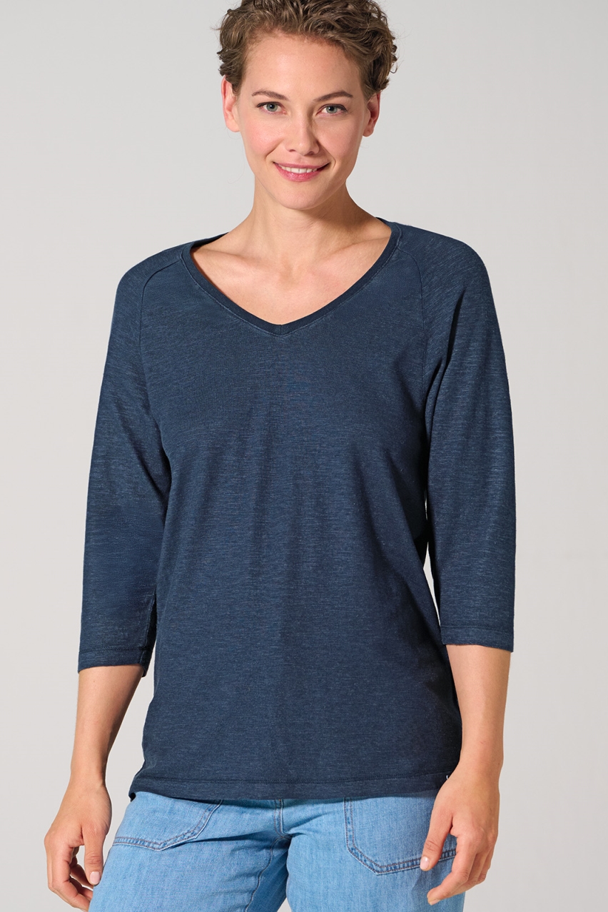 HempAge Damen vegan Raglan Shirt Marineblau