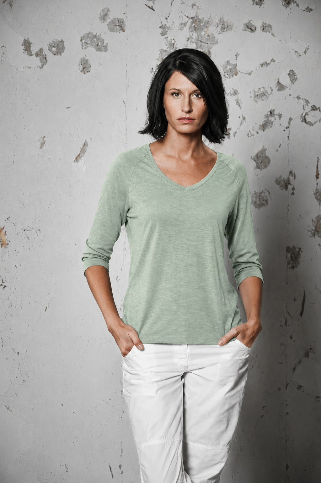 HempAge Damen vegan Raglan Shirt In Menta Gr&Atilde;&frac14;n