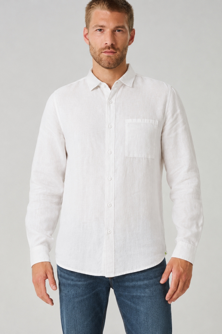 HempAge Herren vegan Hemd Regular Fit Wei&Atilde;Ÿ