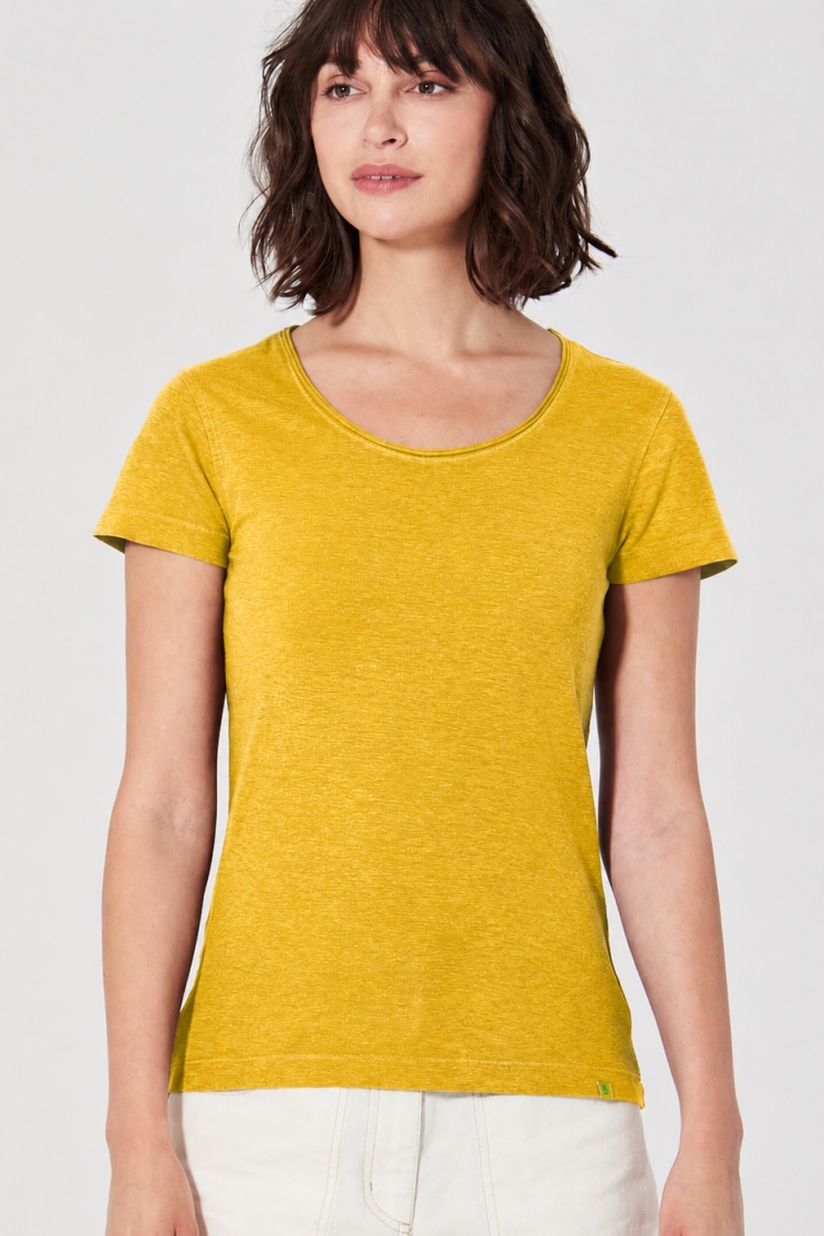 HempAge Damen vegan T-Shirt Airy In Currygelb