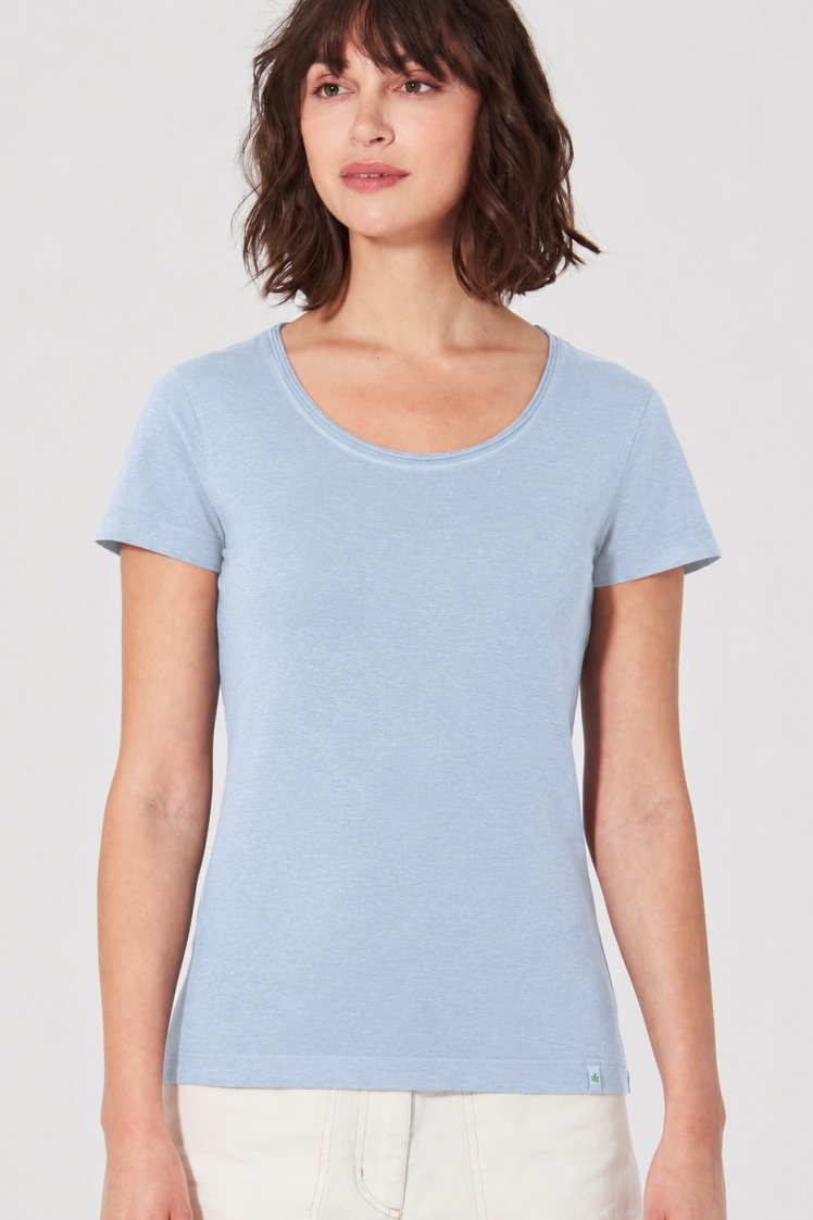 HempAge Damen vegan T-Shirt Airy In Clearsky Blau