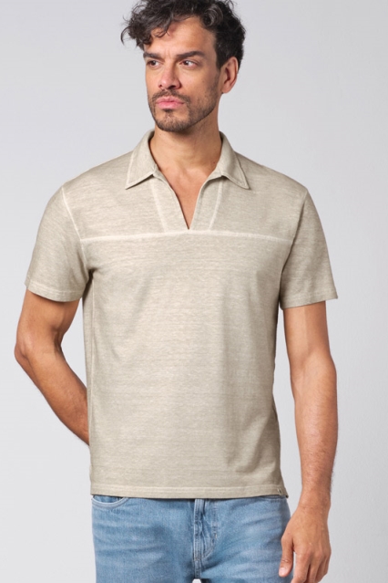 HempAge Herren vegan T-Shirt Mit V-Ausschnitt Distel Beige