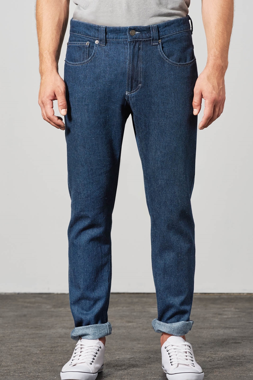 HempAge Herren vegan 5-Pocket-Jeans In Rinswash-Blau