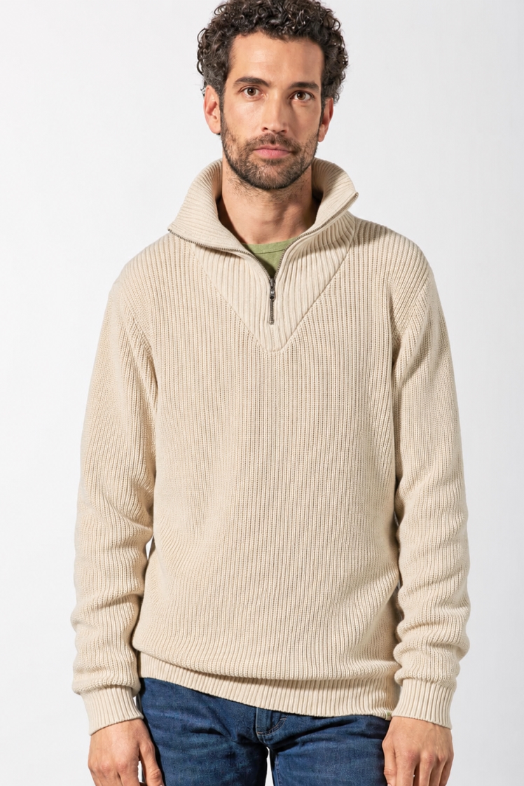 HempAge Herren vegan Pullover Rugged Troyer Gobi In Beige