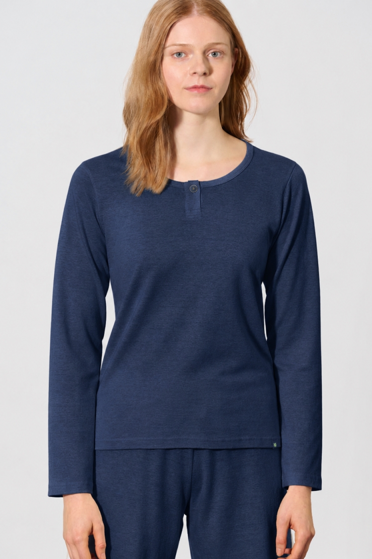 Hempage womens vegan Longsleeved Shirt Navy