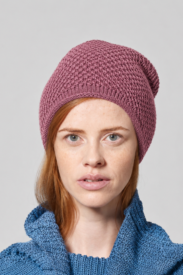 Hempage womens vegan Knit Beanie Casual Tinto Pink