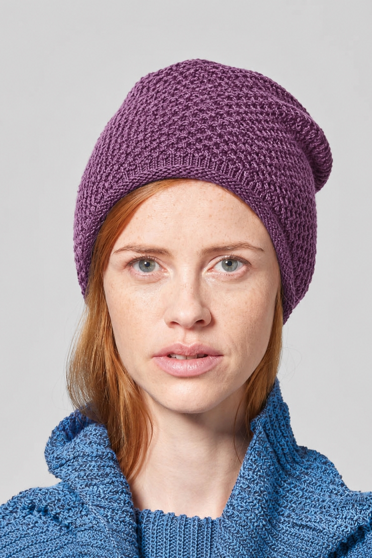 Hempage womens vegan Knit Beanie Casual Purple