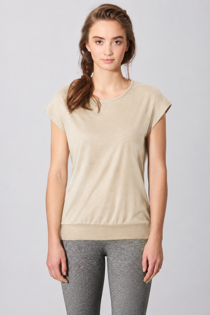 Hempage womens vegan T-Shirt Sleeveless Yoga Gobi Beige