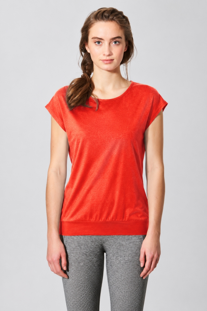 Hempage womens vegan Sleeveless T-Shirt Yoga Brick Orange