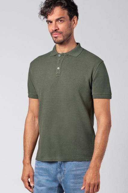 Hempage men vegan Polo Shirt Pique Jersey Moss Green