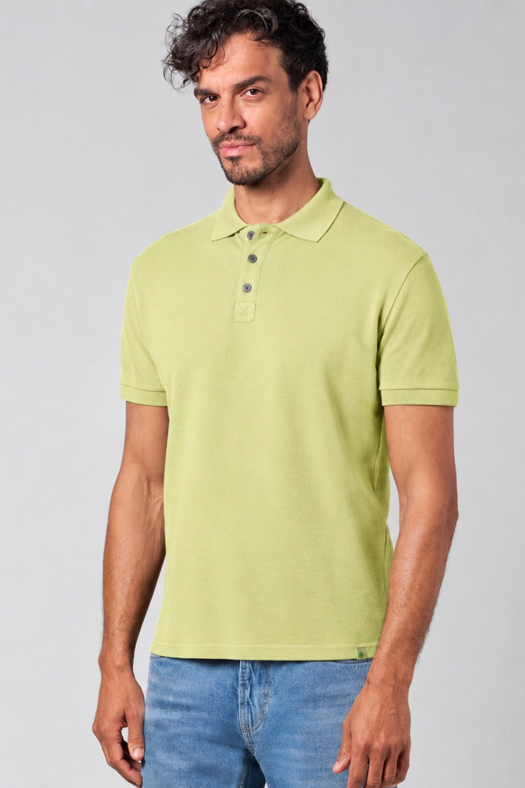 Hempage men vegan Polo Shirt Pique Jersey Bamboo Green